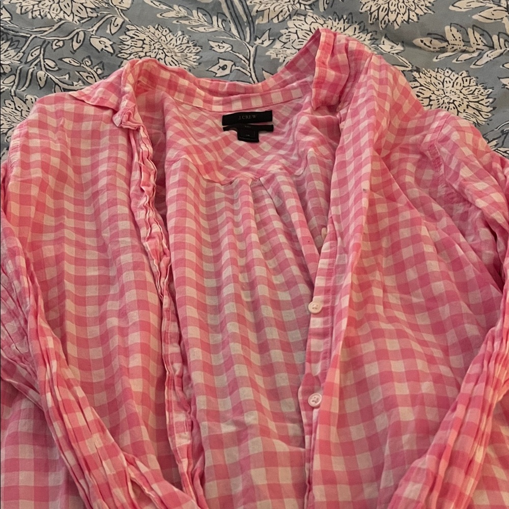 J. Crew Pink Checkered Shirt